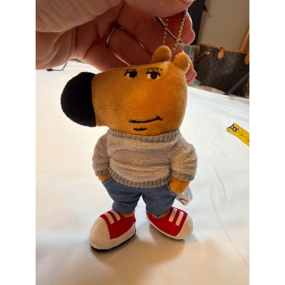 Just a Chill Guy Plush Keychain Viral Meme Dog Gray Sweater Red Shoes Bag Charm
